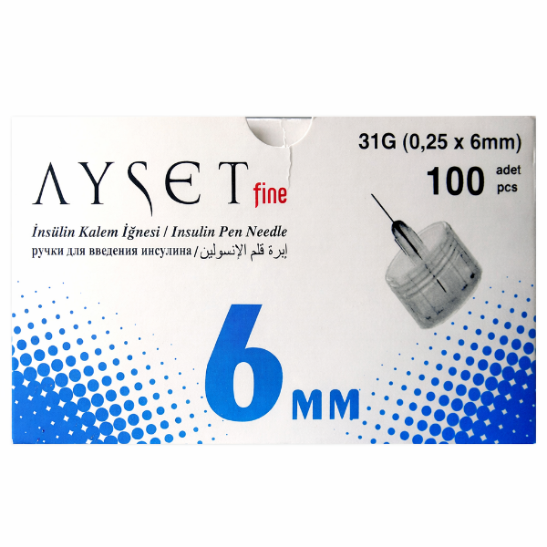 Ayset Fine İnsülin Kalem İğnesi 31G 0.25 x 6mm